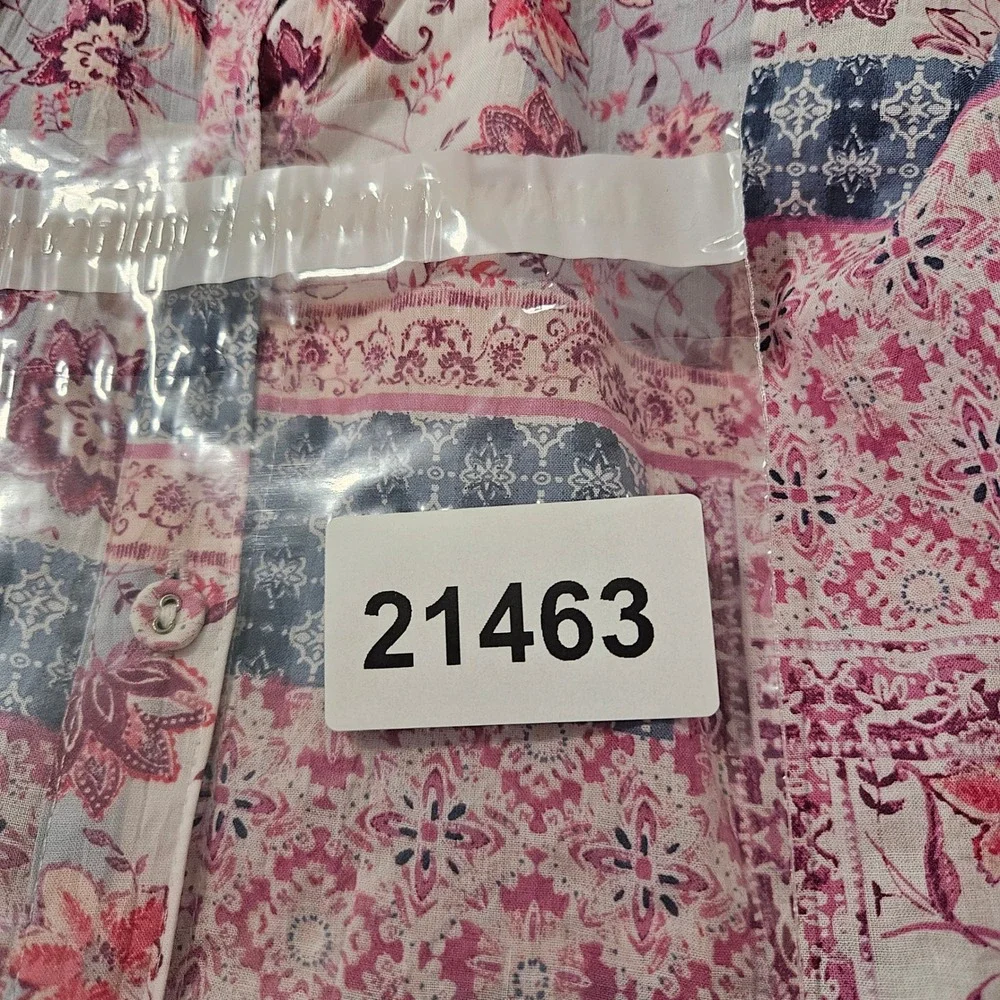 Foxcroft NYC Zoey LS Boho Bloom Patchwork‎ Floral Shirt Rose Blossom Size 4 NEW